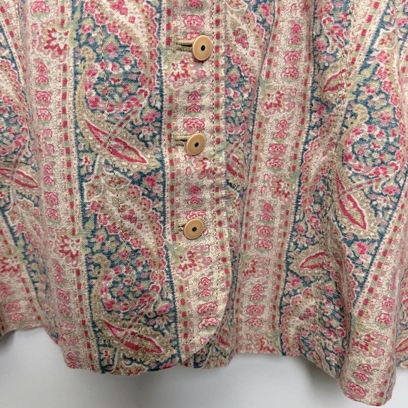 Lauren Ralph Lauren Linen Jacket Paisley Stripe Button Up English Ruffle Butt 16 - Picture 8 of 13